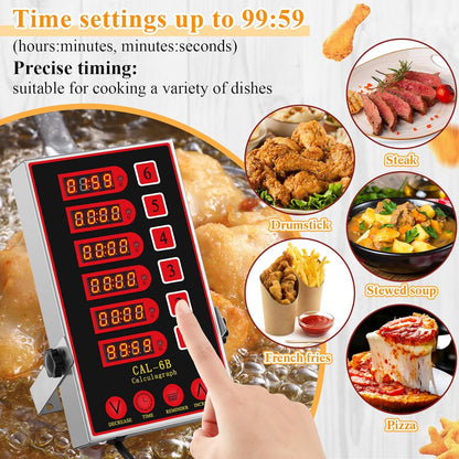 Relaxweex 1 Pack Commercial 8 Channel Digital Kitchen Timer, Multi-Countdown Timer with Loud Alarm & Large LCD Display, Wall Mount or Countertop for Restaurant, Fry Station, Baking & Lab Use