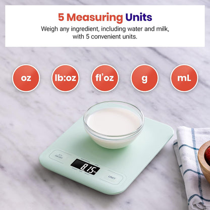 Etekcity Smart Food Kitchen Scale with Nutritional Calculator, Free App with 19 Nutrients Tracking, Calorie, Marco, Digital grams and ounces for weight loss, Premium Stainless Steel, 11lb