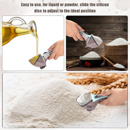 Adjustable Measuring Spoon Set, Small & Large All-in-One Measuring Spoons with Bottom Magnet Multiple-Use Measuring Cup for Kitchen Dry & Liquid Accurate Measurement