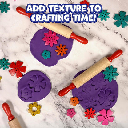 READY 2 LEARN Mini Wooden Rolling Pins | Set of 6 | 7.25 inches | Turning Handles | Play Dough Rollers for Crafts and Imaginative Play