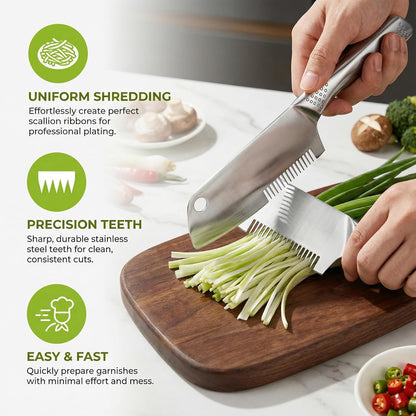 Stainless Steel Multi-Purpose Julienne Peeler, 2-in-1 Vegetable Julienne Slicer Blade, Quick & Easy Kitchen Multifunctional Shredder Cutter Tool for Fruit, Potatoes, Carrot, Green Onion (Small)