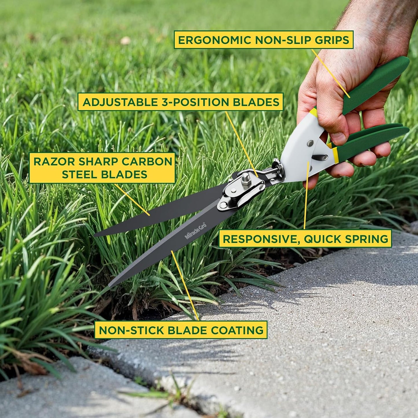Miracle-Gro 8 in. All-Purpose Steel Garden Utility Shears with Serrated Blades – Comfort Grip Yard and Garden Scissors for Pruning Plants, Flowers, and Herbs