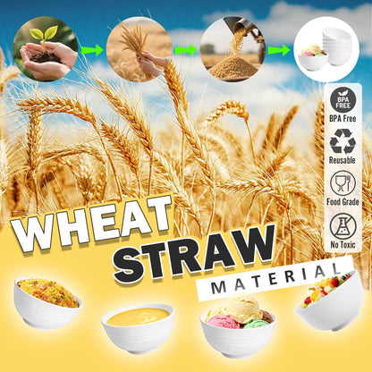 Wheat Straw Bowls Set with Lids, Unbreakable 40 OZ Cereal Bowls Set of 4, Salad Container for Lunch, Microwave & Dishwasher Safe Bowl Set for Kitchen, Picnic, RV, Camping, Multi