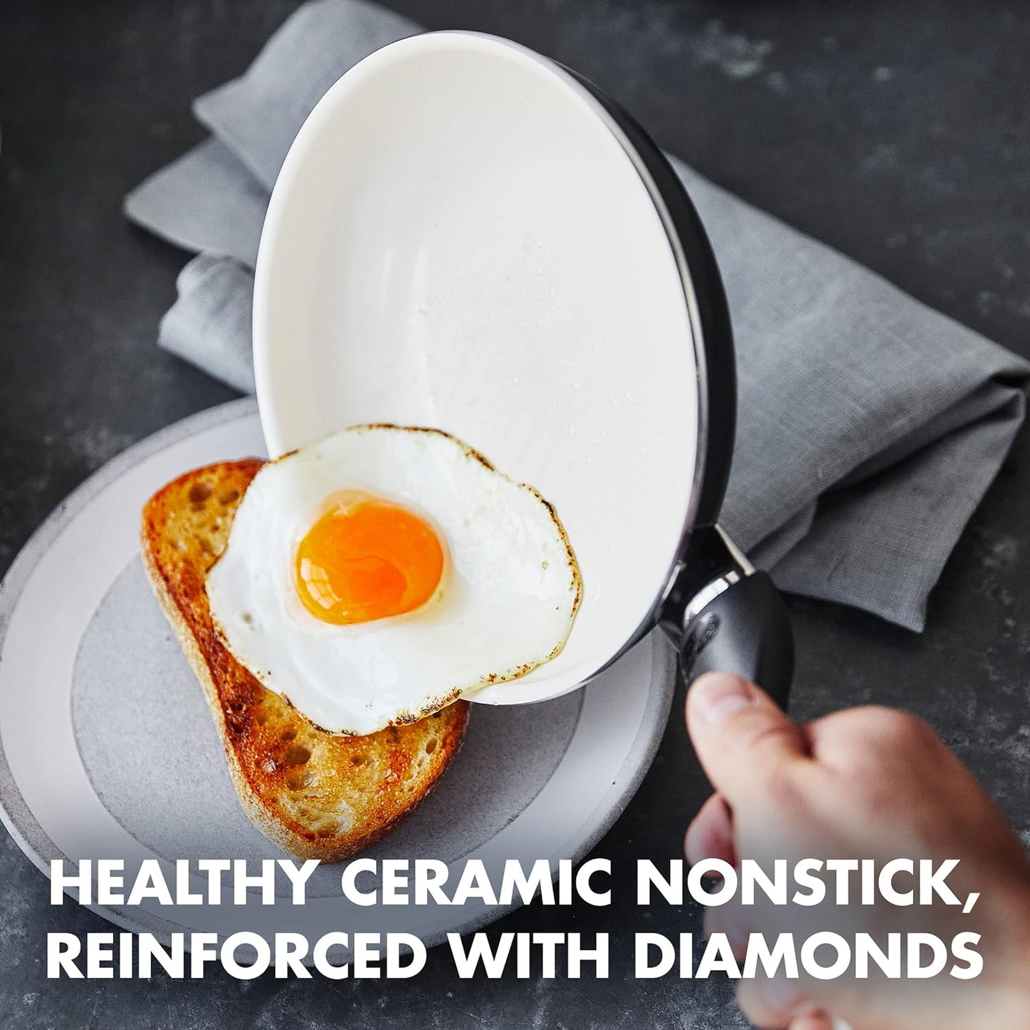 GreenPan Rio Healthy Ceramic Nonstick 8" Frying Pan Skillet and Silicone Spatula Set, Soft Grip Handle, Breaktfast Meal Set, PFAS-Free, Dishwasher Safe, Oven Safe, Oxford Blue
