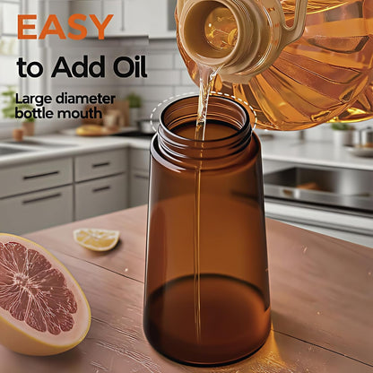Olive Oil Sprayer for Cooking, 220ml Glass Oil Dispenser for Kitchen Gadgets, Food Grade Premium Spray Bottle, Continuous Spray with Portion Control, for Salad, Frying, BBQ (Black)