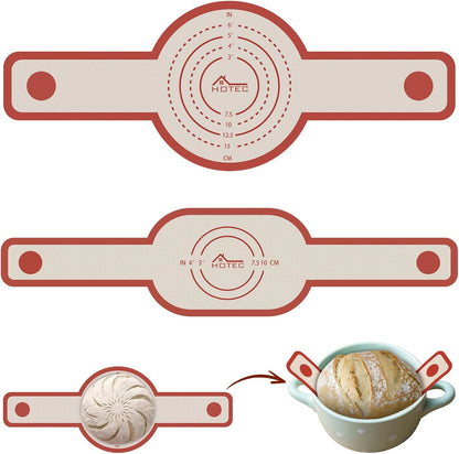 HOTEC Silicone Bread Sling for Dutch Oven - 2 Pack Non-Stick Baking Mat with Long Handle Easy to Transfer Sourdough Bread, Reusable Heat Resistant to 500°F/260°C Dutch Oven Liners Baking Supplies