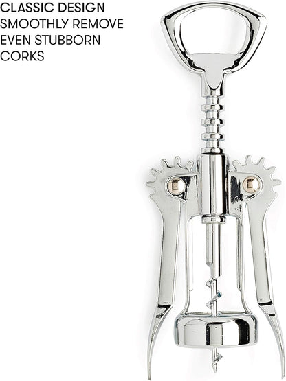 Cooking Light Premium Stainless Steel Wine, Professional and Portable Bottle Opener, All-in-One Winged Corkscrew, Black, Model:Wing Wine Opener