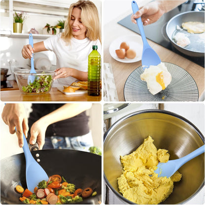 Silicone Spatula Spoon 2-Pack, Rubber Spoonula set Heat Resistant, Seamless Non-Stick Scrapers for Baking Mixing.
