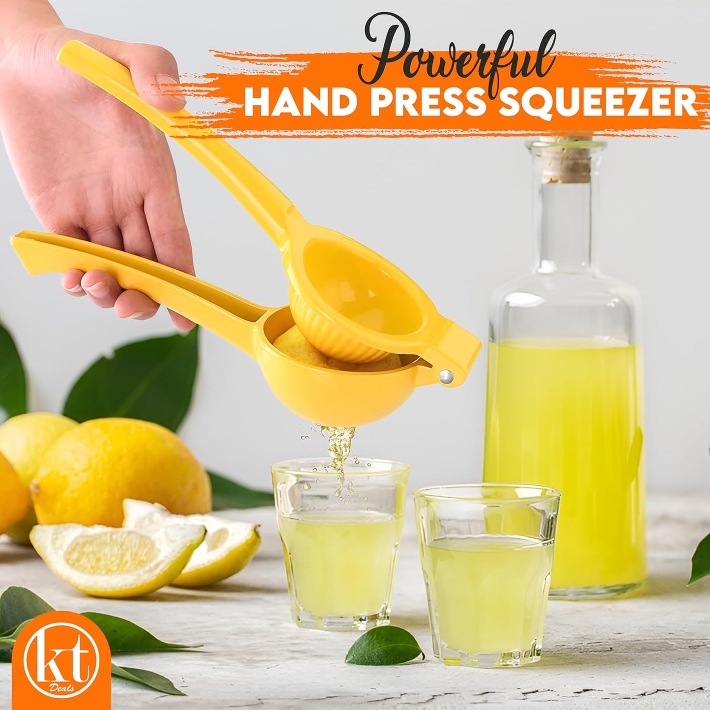 Metal Lemon Squeezer, Citrus Juicer, Manual Hand Press Lime Squeezer, Kitchen Lemon Juicer Tool Portable and Easy to Squeeze (Yellow)