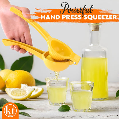 Metal Lemon Squeezer, Citrus Juicer, Manual Hand Press Lime Squeezer, Kitchen Lemon Juicer Tool Portable and Easy to Squeeze (Yellow)