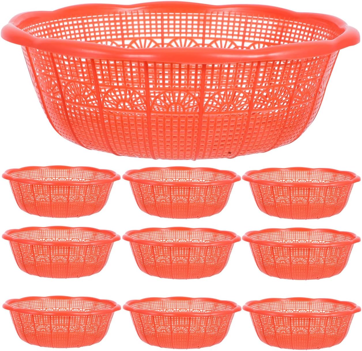 MAGICLULU 10-Pack Plastic Drain Basket 9.05-Inch Multi-Functional Kitchen Colander for Rice Washing and Vegetable Straining with Comfortable Grip