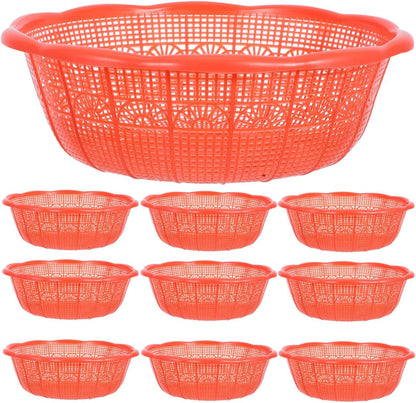 MAGICLULU 10-Pack Plastic Drain Basket 9.05-Inch Multi-Functional Kitchen Colander for Rice Washing and Vegetable Straining with Comfortable Grip