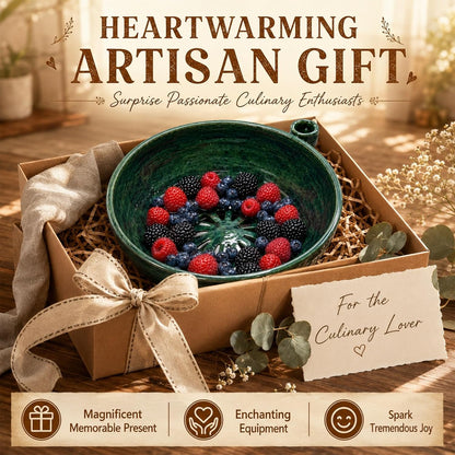 Self Spinning Washing Berry Bowl, Original Ceramic Fruit Vortex Washer with Drainage Holes, Quick Rotating Swirl Colander Basket for Kitchen Counter, Handmade Cleaning Strainer Equipment