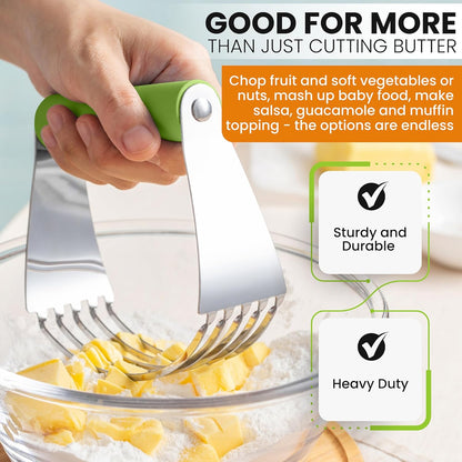 Spring Chef Dough Blender, Top Professional Pastry Cutter with Heavy Duty Stainless Steel Blades, Medium Size, Black
