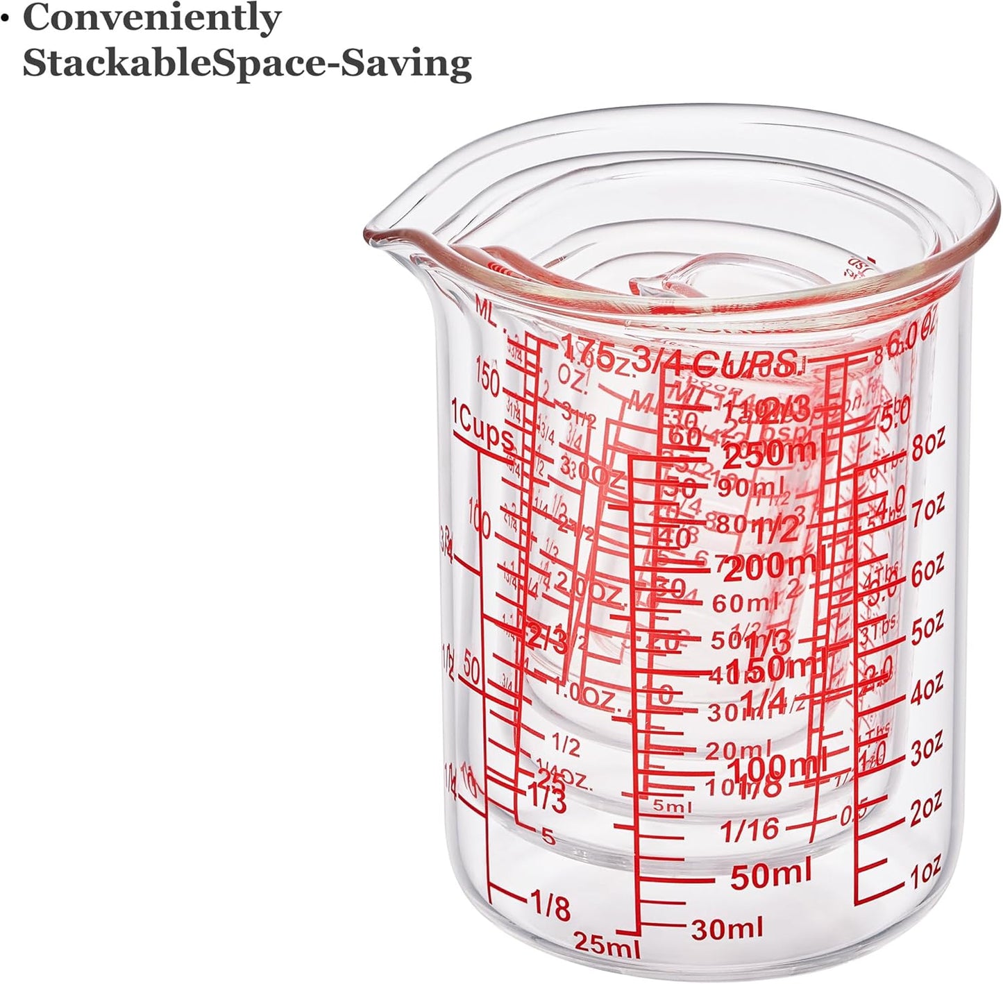 High Borosilicate Glass Measuring Cup-V-Shaped Spout，Glass Measuring Beaker for Kitchen or Restaurant, Easy to Read, 60 ML (2 Oz)-Pack of 2