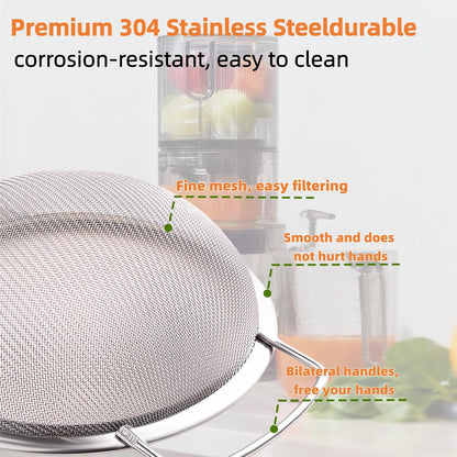 Juice Strainer for Nama J2,Juice Strainer After Juicing,Fine Mesh Filter Screen Compatible with Nama J2 Cold Press Juicer, Bilateral handles-304 Stainless Steel Easy Clean(for most containers)