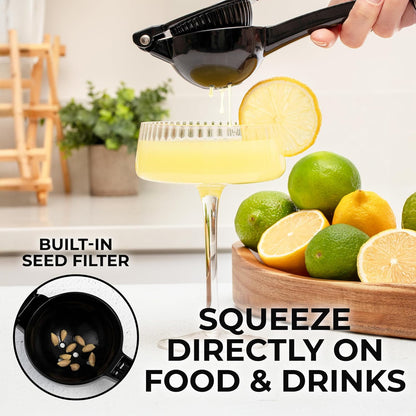 Zulay Kitchen Metal Lemon Squeezer - Handheld Lemon Juicer Squeezer - Easy to Use Citrus Juicer - Manual Press for Extracting the Most Juice Possible - Extracts Every Last Drop
