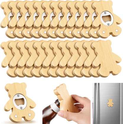 Vesici 100 Pcs Magnetic Bottle Opener 2.5in DIY Bamboo Round Shape Beer Openers Wooden Fridge Magnet Refrigerator Sticker Gift for Beer Lover Wedding Guest Kitchens Bars Parties