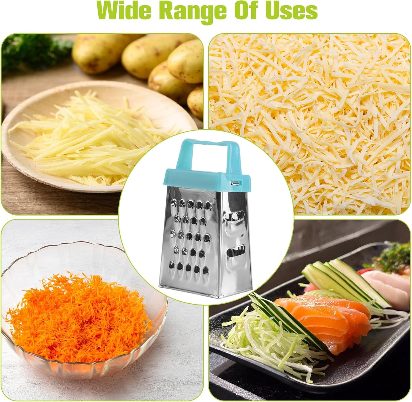 9PC Mini Cheese Grater, Box Grater and Multi Functional Vegetable Slicer for Vegetable Grater Food Shredder Lemon Zester Kitchen Small Graters, Kitchen Tools for Cheese Gingers Potatoes