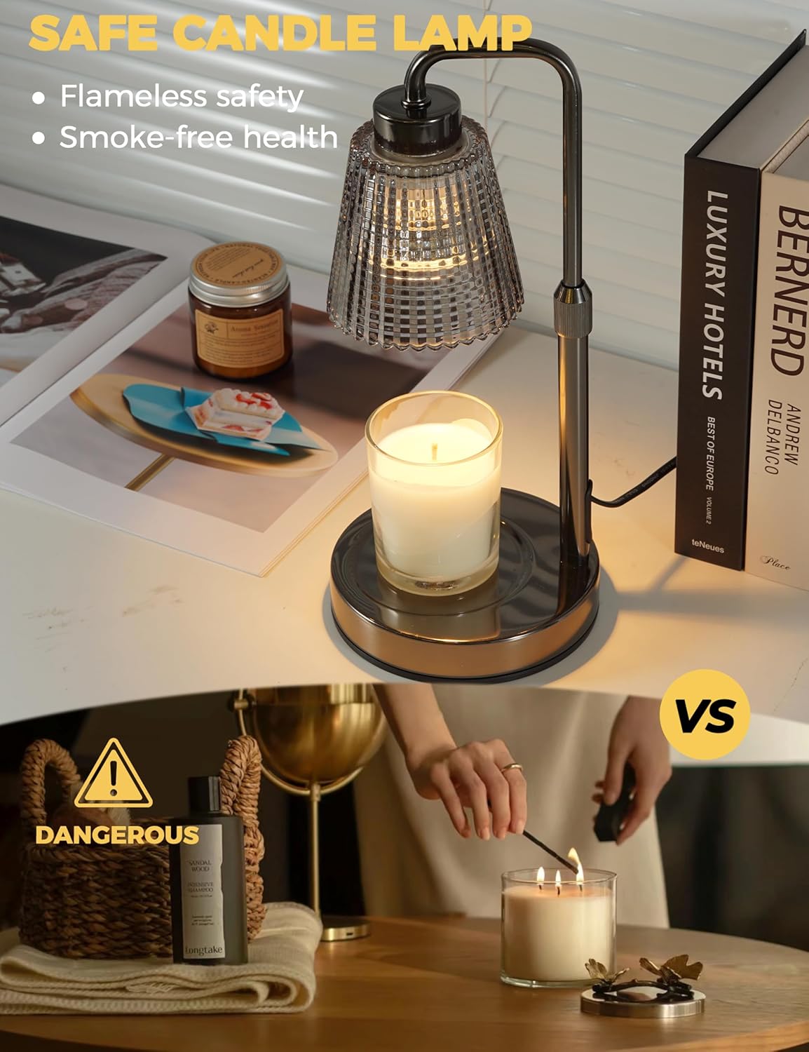 GODONLIF Candle Warmer Lamp with Timer Dimmable, Birthday Gifts for Women Mom, House Warming Gifts New Home Decor, Wax Melt Warmer for Jar Candles with 2 Bulbs