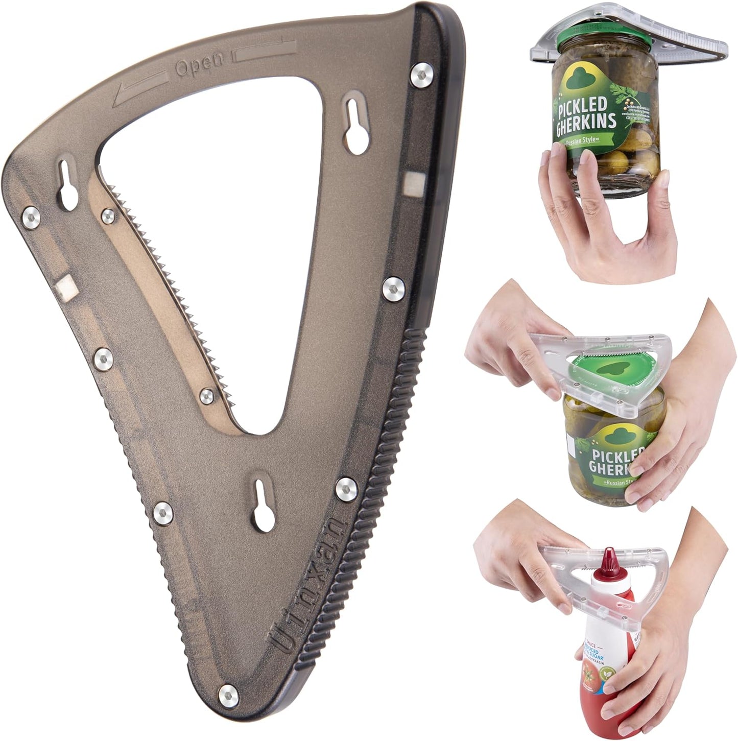 Uinxan Jar Opener for Weak Hands & Seniors, 2-in-1 Under the Cabinet & Handheld Lid Opener, Easy Bottle Cap Opening, Magnetic Storage,304 Stainless Steel Kitchen Tool, Gift for Anyone (Blue)