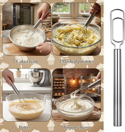 Danish Dough Whisk for Sourdough Starter, Stainless Steel Hand Dough Mixer, 12 Inch Sourdough Starter Stirring Hook, Dutch Bread Whisk for Cooking, Whisking, Pizza, Bread, Cake (Dishwasher Safe)