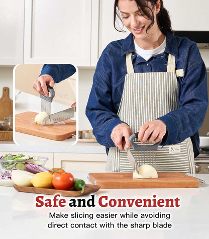 Large Onion Slicer Holder, Stainless Steel Onion Holder for Slicing, Onion Cutter Vegetable Chopper with 14 Sharp Needles for Slicing of Tomato Avocados & Meat Tenderizer, Kitchen Gadgets for Cooking