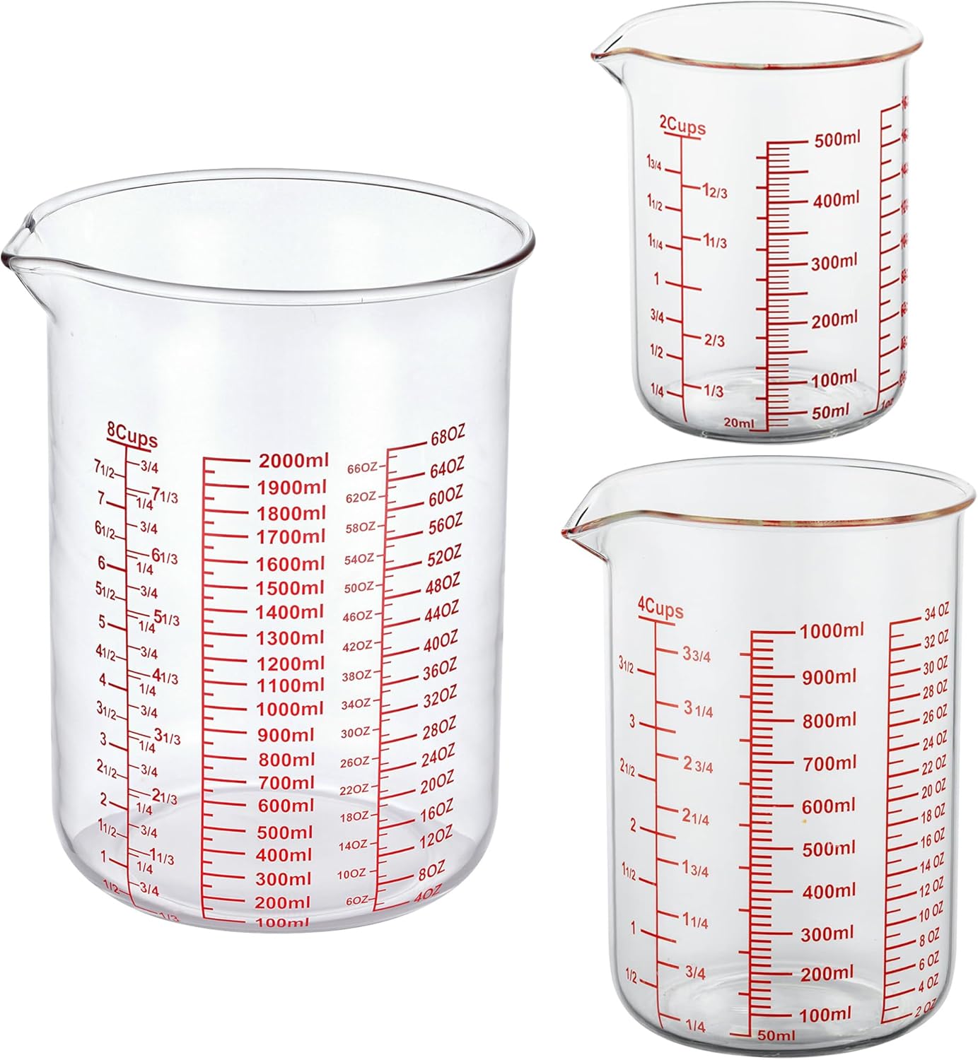High Borosilicate Glass Measuring Cup-V-Shaped Spout，Glass Measuring Beaker for Kitchen or Restaurant, Easy to Read, 60 ML (2 Oz)-Pack of 2