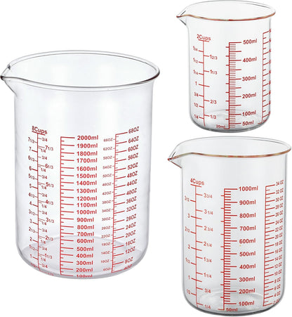 High Borosilicate Glass Measuring Cup-V-Shaped Spout，Glass Measuring Beaker for Kitchen or Restaurant, Easy to Read, 60 ML (2 Oz)-Pack of 2