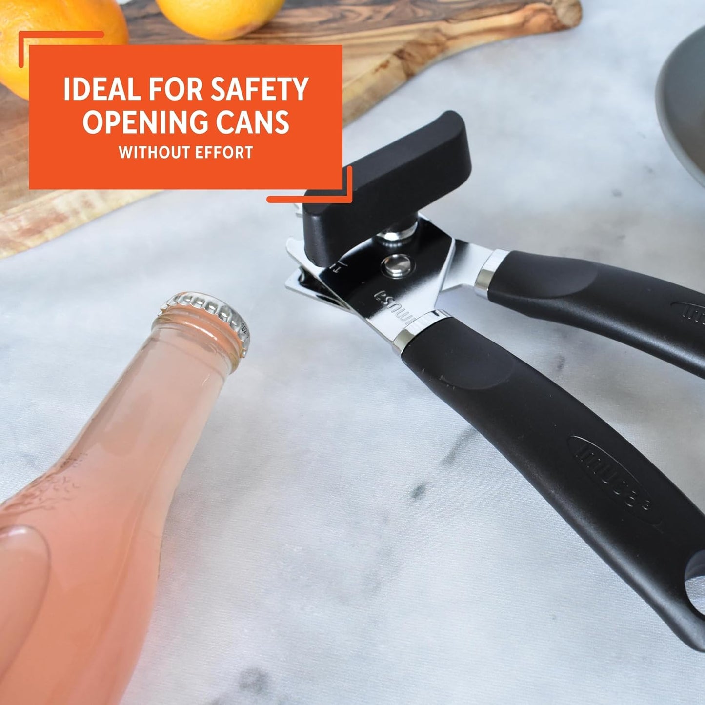 Imusa USA Easy to Use Manual Chef Can Opener, Black