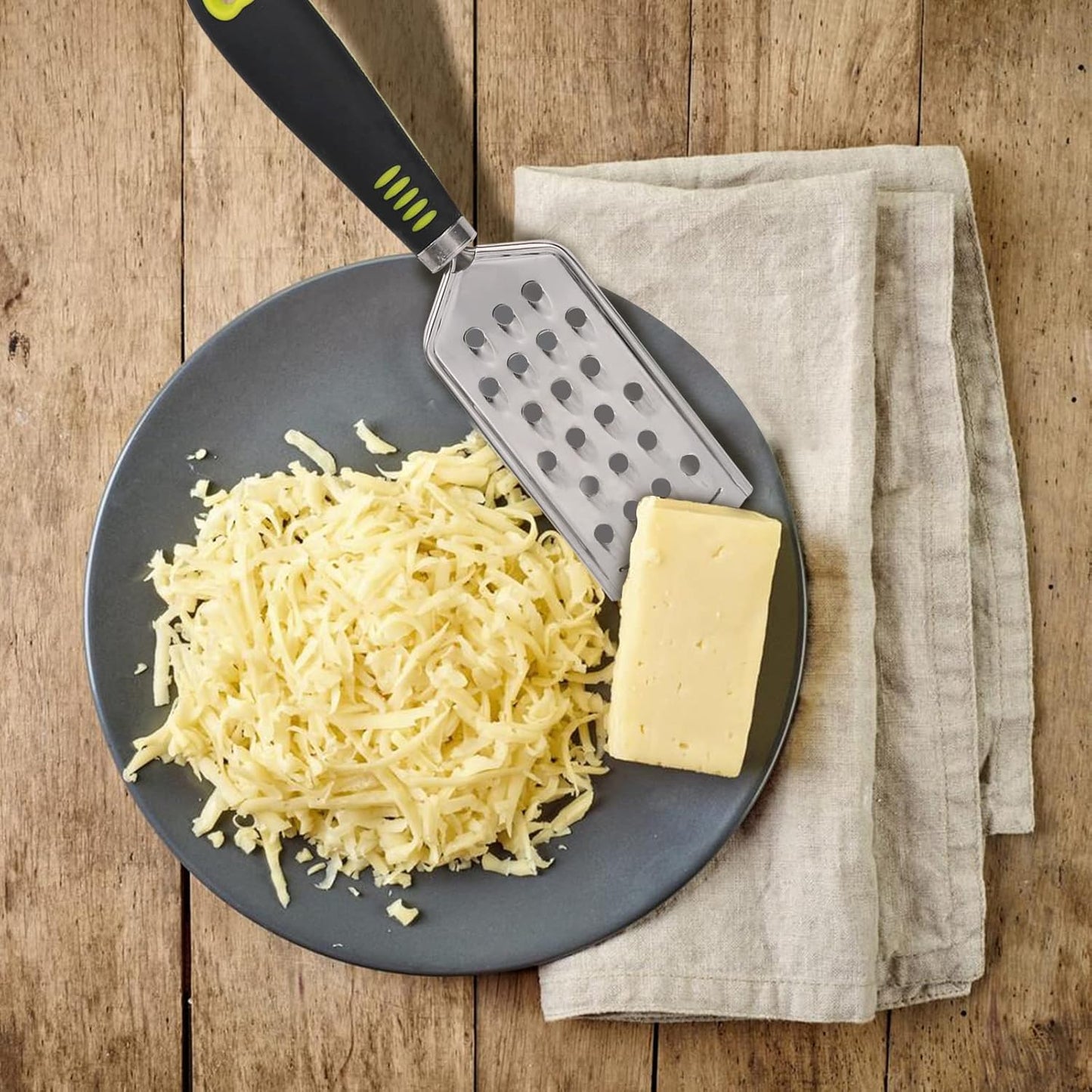 Handheld Cheese Graters with Cleaning Brush Stainless Steel Vegetable Grater with Wood Handle Multifunctional Kitchen Food Shredder for Chocolate Butter Nuts Ginger (Wooden Handle) By beardo decor