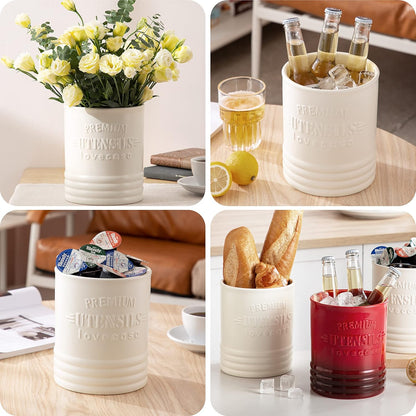 LOVECASA Utensil Holder, 7.2"+5.4" Ceramic Utensil Holder for Countertop, Large Cooking Utensil Crocks for Kitchen Counter, Farmhouse Utensil Vase for Housewarming, Kitchen Decor, Set of 2, Oasis