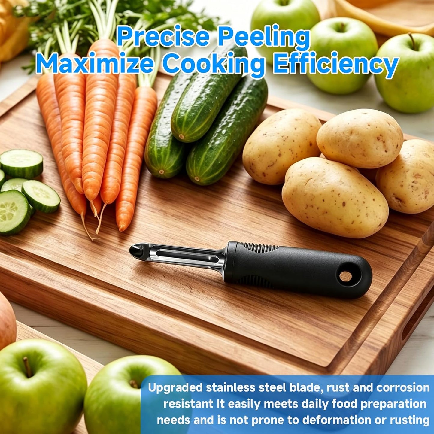 Swivel Vegetable Peeler 2 Pcs Set, Sharp Stainless Steel Potato Peelers for Kitchen, Ergonomic Non-Slip Grip Fruit Peeler for Carrot & Veggie, Built-in Blemish Remover