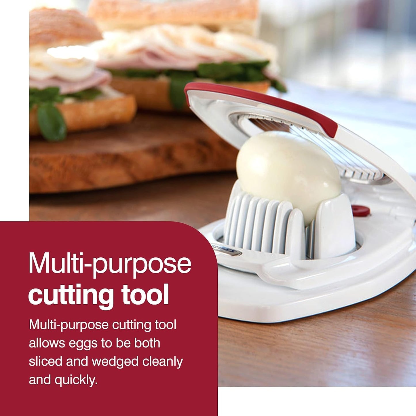 ZYLISS Egg Slicer - Non Slip, Egg Cutter and Wedger with Built in Shell Piercer