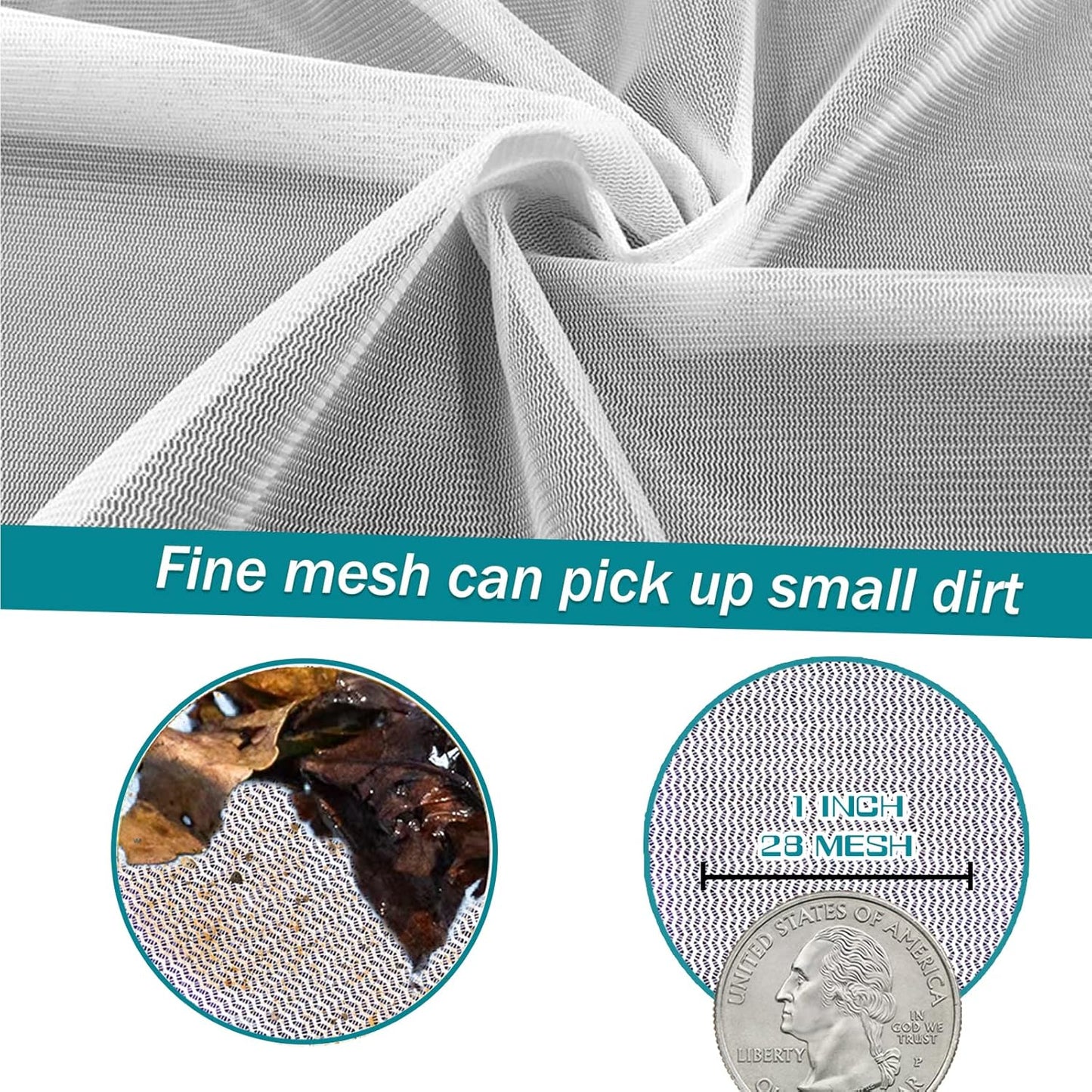 POOLWHALE Professional Pool Skimmer Net,Fine Mesh Net Bag,Heavy Duty Swimming Leaf Skimmer Cleaning Tool - Fast Cleaning,Debris Pickup Removal- Fits Standard Swimming Pool Poles(No Pole)