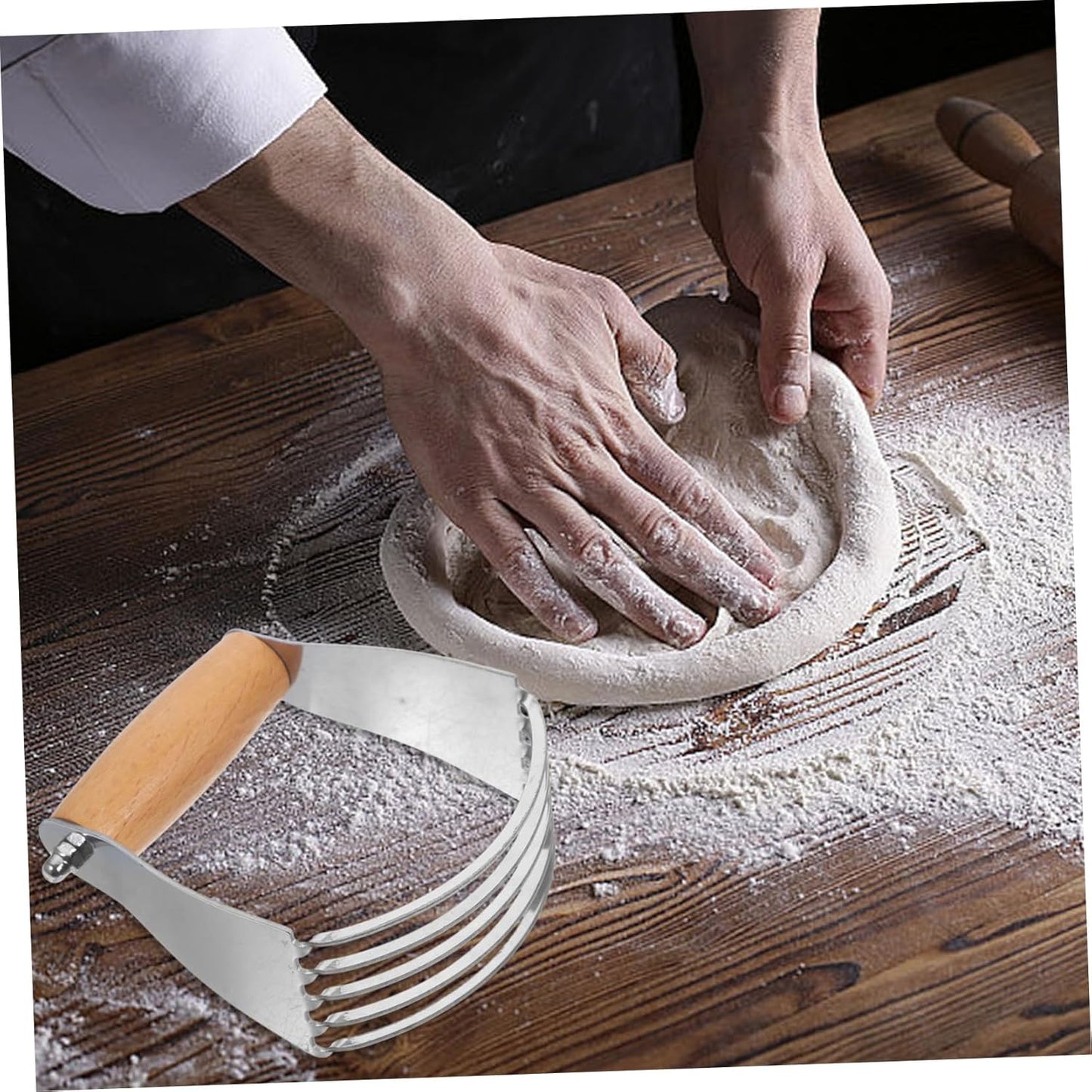 Stainless Steel Pastry Cutter Reusable Dough Blender Tool for Baking Kitchen Supplies and Pastry Making and Sturdy Design for Biscuits Cakes and More
