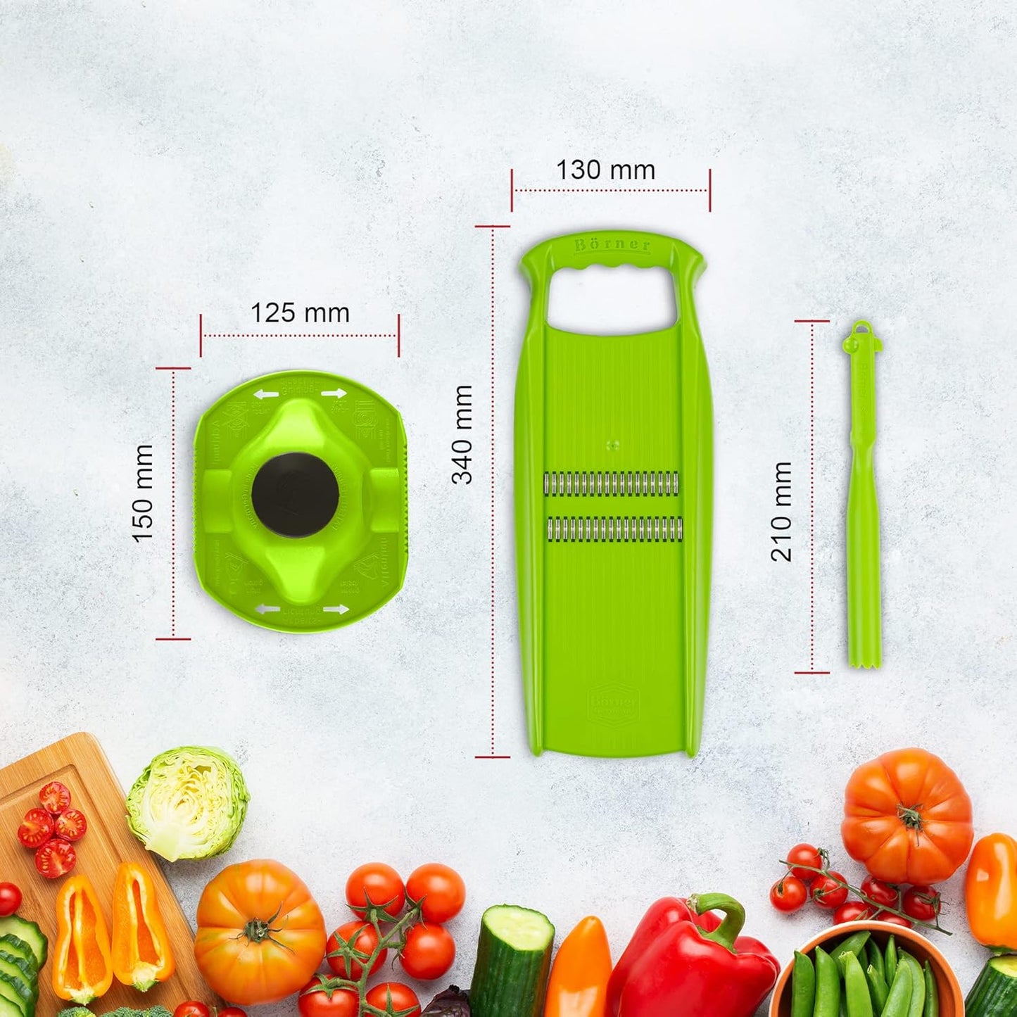 BORNER Roko PowerLine | Vegetable Grater Börner - Quality Made in Germany, Color:Orange