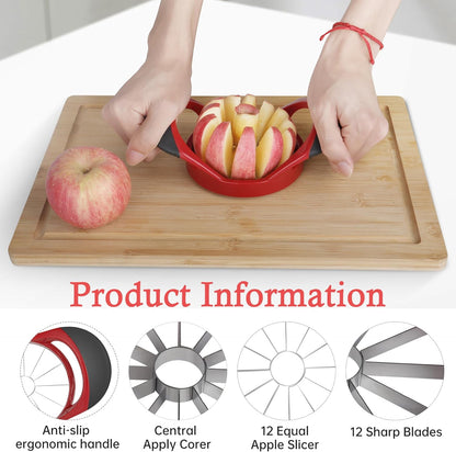 Apple Slicer, 4.72 Inch Apple Corer and Slicer - Apple Cutter with 12 Sharp Blades, Apple Corer Tool - Easy Gadgets