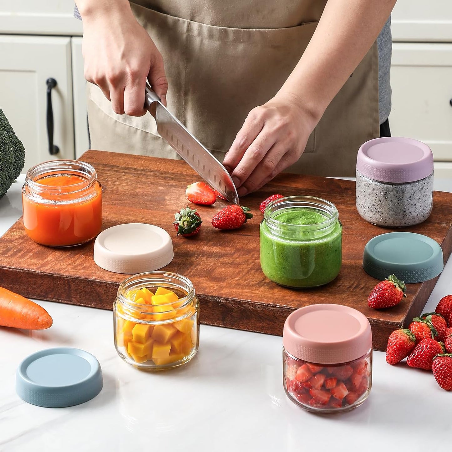 NETANY 2oz Glass Salad Dressing Containers, 6-Pack Small Sauce Containers with Lids and Mini Condiment Cups Containers,To Go Glass Jars for Meal Prep Lunch box