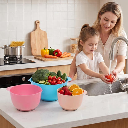 BoxedHome Green Ombre Nesting Plastic Mixing Bowl Set With Pour Spout, Microwave and Dishwasher Safe, BPA free Non-Slip Base, Set of 4 Size 1.7, 2.5, 3.5 and 4.5qt, Great for Prepping, Baking, Cooking