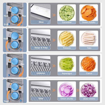 ONCE FOR ALL Upgrade Safe Mandoline Slicer Plus, Adjustable Vegetable Food Chopper Potato Fries French Fry Cutter, Detachable Blade, Kitchen Chopping Artifact, New Kitchen Gift (DarkGray)