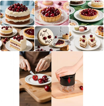Black multi cherry pitter tool 7-hole cherry seed remover, cherry pitter tool pit remover, Easy to Make Cherry Jam - Cut 7 Cherry Kernels at Once, Ergonomic Push Design