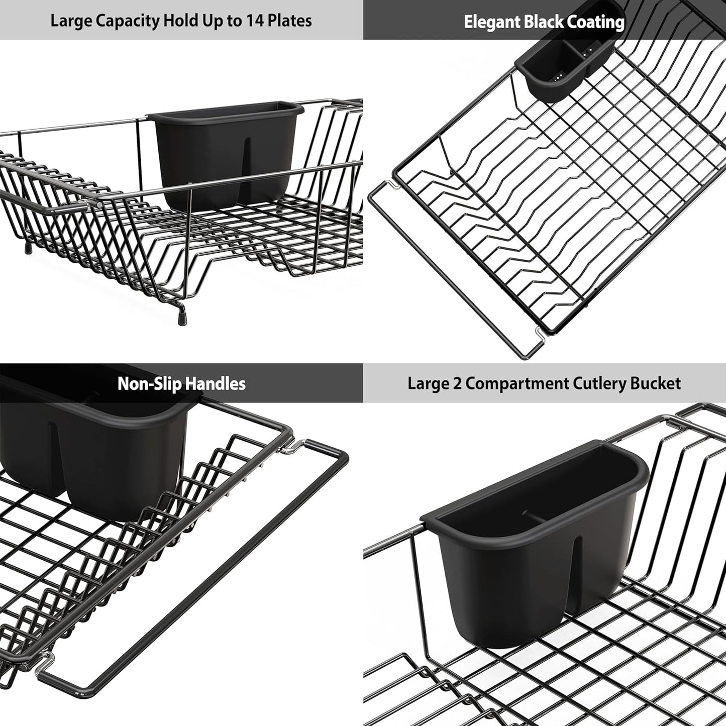 Simple Houseware Over Sink Counter Top Stainless Steel Dish Drainer Drying Rack, Chrome