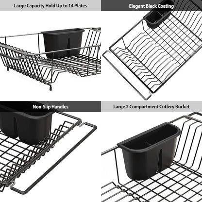 Simple Houseware Over Sink Counter Top Stainless Steel Dish Drainer Drying Rack, Chrome
