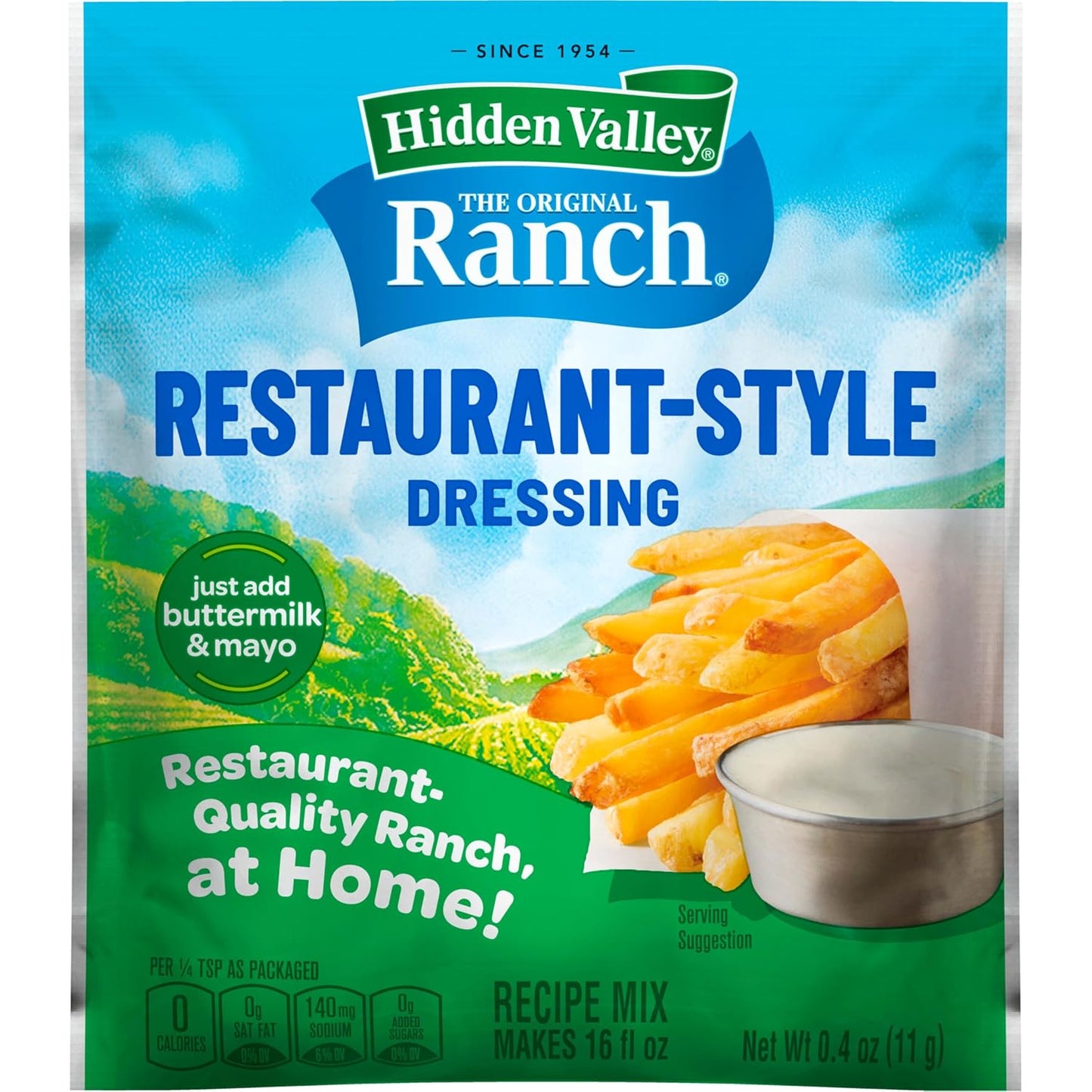 Hidden Valley Original Ranch Restaurant Style Dressing Recipe Mix, 0.4 Ounce (Package May Vary)