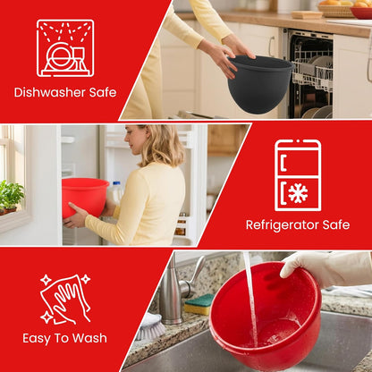 Silicone Bowl Liners for KitchenAid 5 Qt Stand Mixer – 3-Pack Mixing Bowl Accessories with Lids – Mess-Free Pour, Non-Stick, BPA-Free Food-Grade Silicone