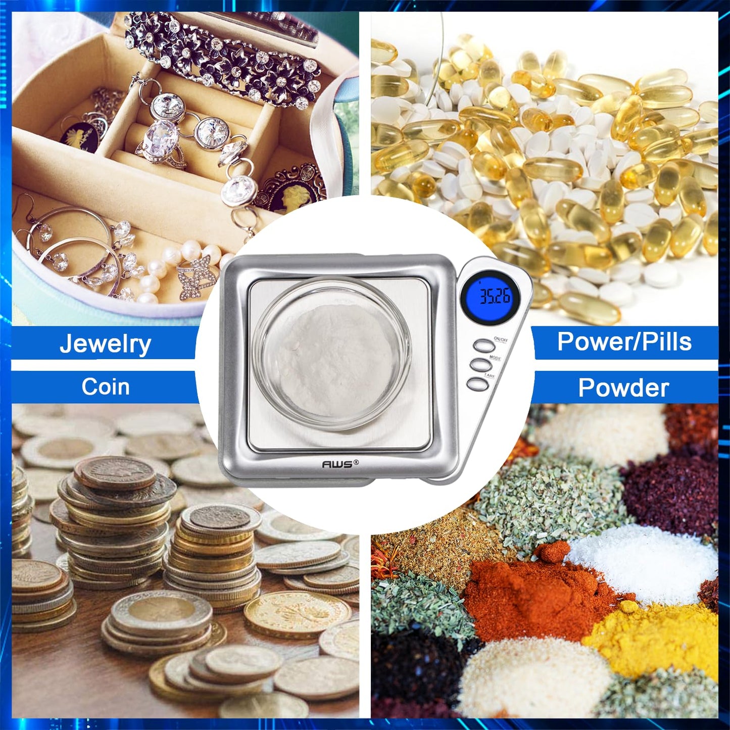 American Weigh Scales Blade Series Digital Pocket Gram Scale 1000g x 0.1g | Precision Mini Scale 0.1g Accuracy, Pocket Scale for Kitchen, Gold, Gems & Coin Scale, Smart Digital & Compact Scale