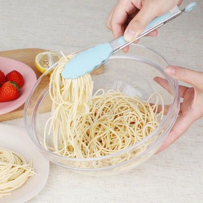 Hotec Silicone Kitchen Tongs for Cooking 9-Inch Serving Tongs with Silicone Tips, Set of 3 (Gradient Blue)