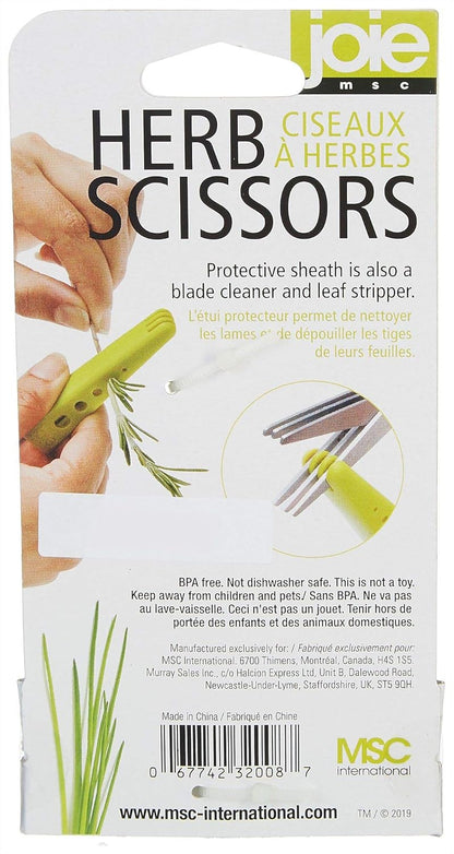 Joie 6 Blade Herb Scissors with Protective Sheath includes Blade Cleaner and Herb Leaf Stripper
