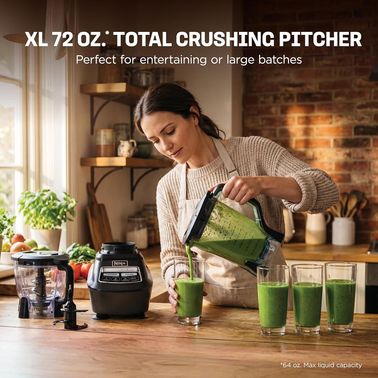 Ninja Kitchen System | All-in-One for Smoothies, Frozen Drinks, Veggie Chopper & More | With Full-Size Pitcher, 8 Cup Food Processor Bowl, (2) 18 oz. Cups, | 1200 Watt | Dark Grey | BR601AMZ